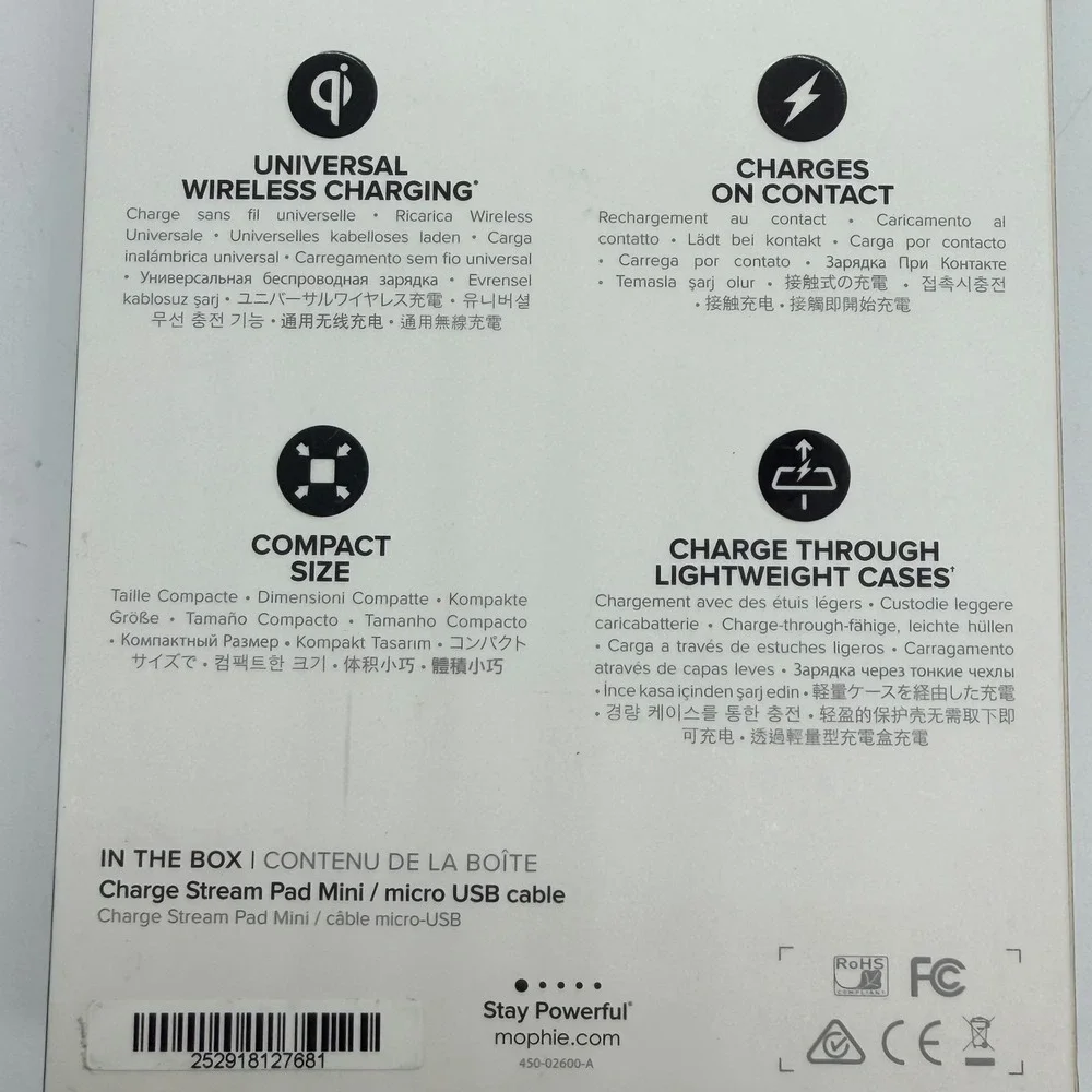 Mophie Charge Stream Pad Mini Wireless Charging Pad 5-watts With Micro USB Cable